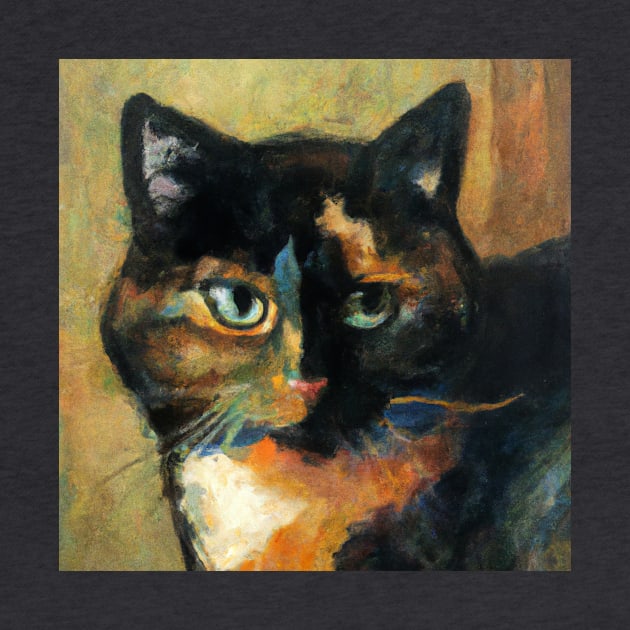 Painting of Tortoise Shell Cat in the Style of Cezanne by Star Scrunch